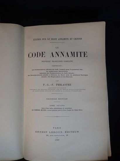 null 1909. Paul-Louis-Félix Philastre. Le Code annamite. Editions Leroux, seconde...