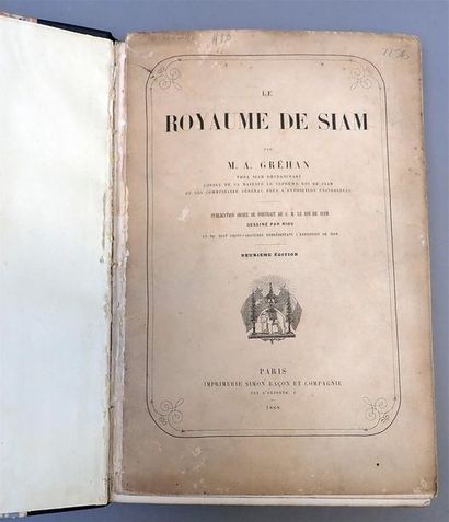 null 1868. Amédée Gréhan. Le Royaume de Siam. Edition S. Raçon, Paris 1868. 90 pages,...
