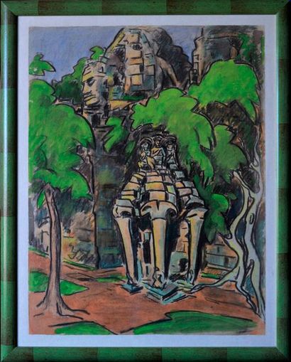null Henri CHABAUD (1903-1988). Temple Khmer. Crayons et aquarelle sur papier encadré.

Dimensions:...