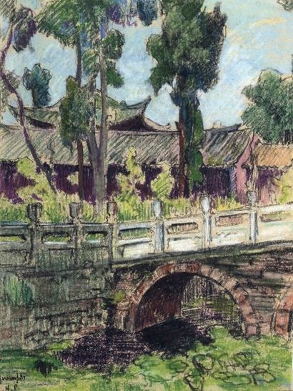 null Jos Henri PONCHIN (1897-1981). Yunnan Fu. Pastel sur papier encadré monogrammé...