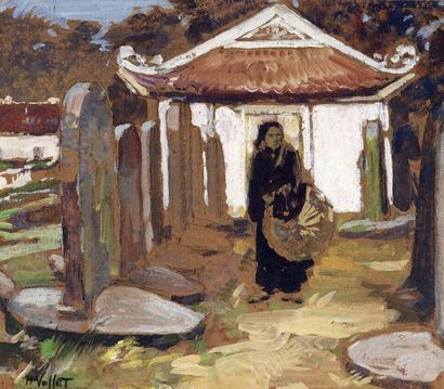 null Henri Emile Vollet (1861-1945). Le Temple de La Littérature à Hanoï. La cour...