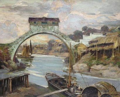 null Henri Emile Vollet (1861-1945). Ecole française des peintres voyageurs d'Indochine....
