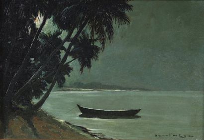 Henri MEGE (1904-1984). Nuit dans la lagune...