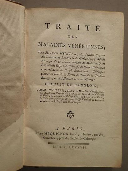 null Jean HUNTER, 

Traité des maladies vénériennes, traduit de l'anglais par M....