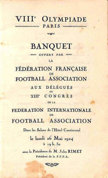 null Menu et programme du concert du banquet offert par la Fédération Française de...