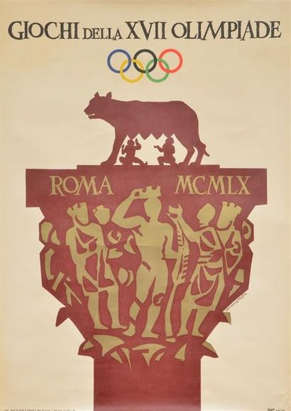 null Affiche officielle des XVIIème Jeux Olympiques d'été. Version italienne. Par...