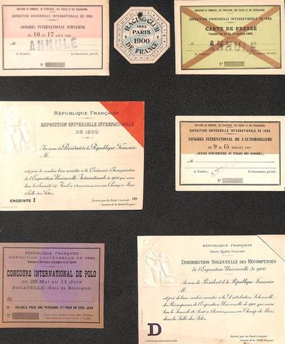 null Ensemble de cartes et invitations pour l'Exposition Universelle de 1900 dont...