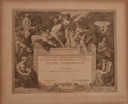 null Diplôme commémoratif de l'Exposition Universelle 1900 attribué à Monsieur Adam...