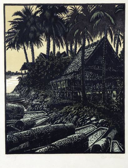Emmanuel DEFERT (1898-?). Village indochinois...