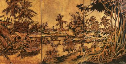 null Lê Hoang (1967)

Paysage du sud.

Laque polychrome et or sur panneau de bois...