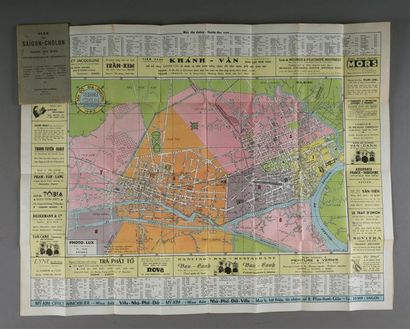 null 1953. Plan de Saïgon - Cholon avec Guide des rues et Renseignements généraux....