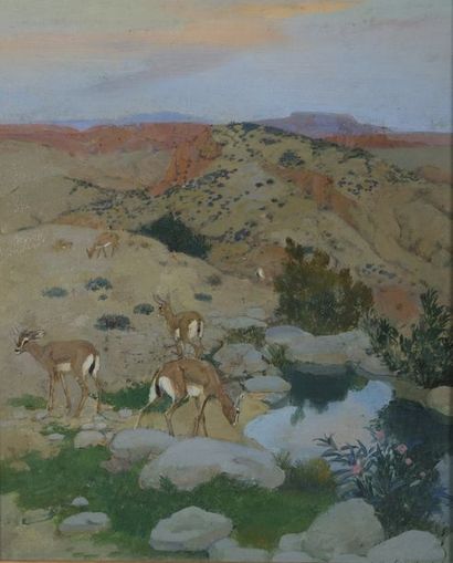 null Léon CARRÉ (1878-1942)

Antilopes s'abreuvant. Huile sur carton fort encadrée...