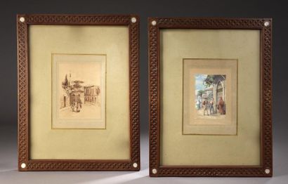 null Jozef PANKIEWICZ (1866-1940). Scènes de rue en Turquie. Deux aquarelles sur...