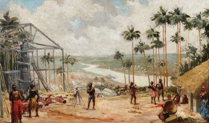 null Alfred T. BASTIEN (1873-1955)
Le fleuve Congo. Huile sur toile signée en bas...