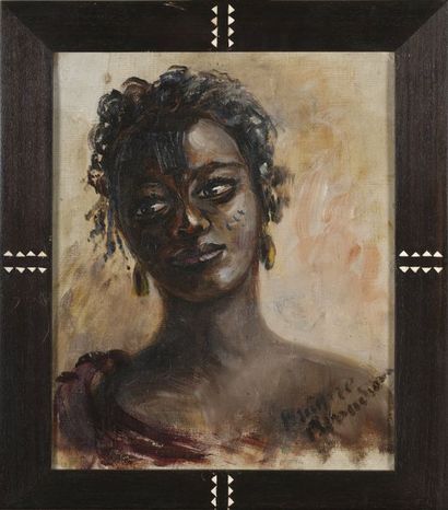 null Renée BRUYERE-BLONDIAU (1897-1967)
Jeune femme africaine. Huile sur toile marouflée...