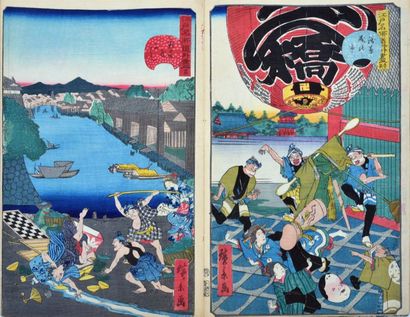 null Utagawa Hiroshige (actif 1855-1865), Série Edo Meisho Doke Zukushi, Vues comiques...