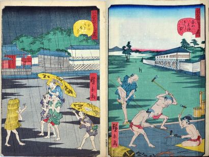 null Utagawa Hiroshige (actif 1855-1865), Série Edo Meisho Doke Zukushi, Vues comiques...