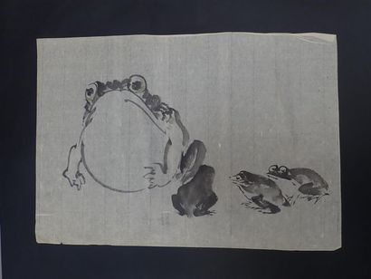 null Japon SHOWA(1926-1989). 

Dessin à l'encre de chine sur papier de riz représentant...