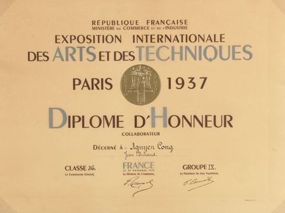 null 1937. Exposition Internationale des arts et techniques Paris 1937. Diplôme d'honneur...