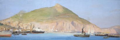  Roger CHAPELET (1903-1995), Le Port d'Alger- Le Port d'Oran. Paire de gouaches sur...
