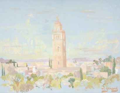 null Mary Elizabeth Maud Gérard (1915-2013) . Marrakech, vue sur la Koutoubia l'après-midi....