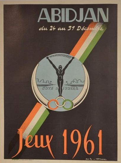 null Affiche originale des Jeux de l'Amitié 1961 à Abidjan. Ces jeux sportifs en...