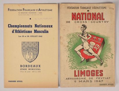 null Ensemble de 2 programmes des Championnats Nationaux 1942 et du National 1947....