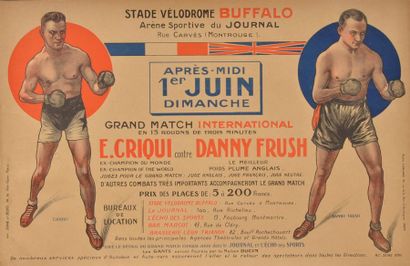 null Rare affiche du combat entre Eugène Criqui et Danny Frush le 1er juin 1924 au...