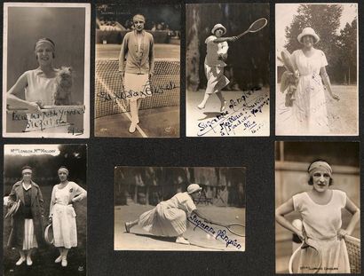 null Rare ensemble de 14 cartes postales et cartes photos de Suzanne Lenglen dont...