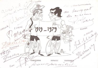 null Carte postale du 60ème anniversaire de la création du maillot jaune par H. Desgrange...