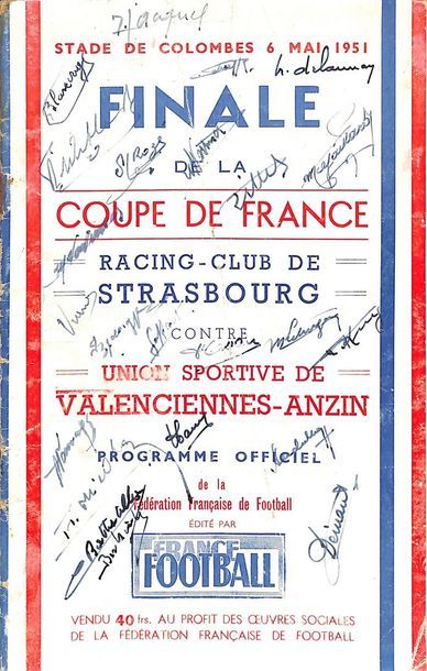 null Programme officiel de la finale de la Coupe de France 1951 opposant le Racing...