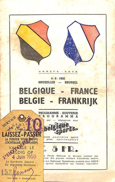 null Programme officiel de la rencontre amicale opposant la Belgique à la France...