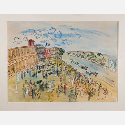 Raoul Dufy (1877-1953)-attributed Raoul Dufy (1877-1953)-attribué, Race court, aquarelle,... Gazette Drouot