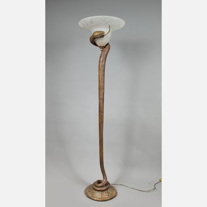 Edgar Brandt (1880-1960)-attributed Edgar Brandt (1880-1960)-attribué, Lampe Cobra,... Gazette Drouot