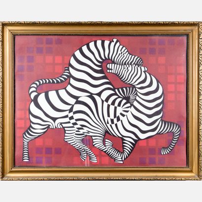 Victor Vasarely (1906-1997) graphic Victor Vasarely (1906-1997) graphique, deux chevaux,... Gazette Drouot
