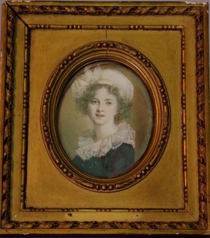 Louise Élisabeth Vigée Le Brun (1755-1842)-manner of Auto portrait with white cap,... Gazette Drouot
