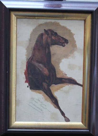 Horace Vernet Ghorace Vernet (1789-1863)-attributed, Oil study of a horse on canvas,... Gazette Drouot