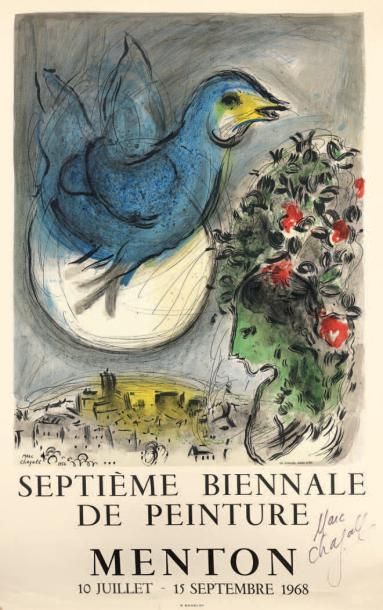 D'après Marc CHAGALL (1887-1985) Biennale de peinture de Menton,1968
Affiche imprimée...