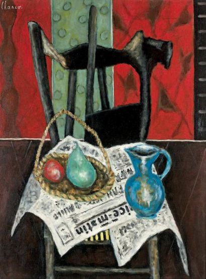 Roland CHANCO (1914-2017) Nature morte sur chaise
Huile sur toile, signée en haut...