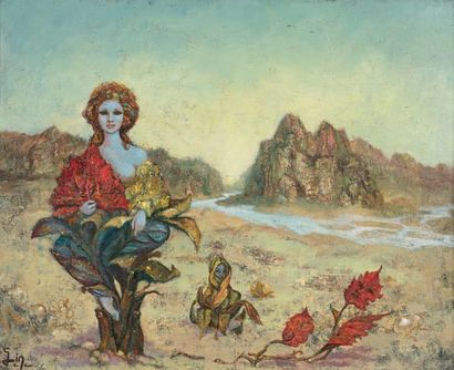 Gin COSTE-CRASNIER (1928) Dans le désert
Acrylique sur toile, signée en bas à gauche.
65...