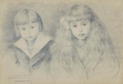 Georges LACOMBE (1868-1916) Double portrait de jeunes filles
Mine de plomb sur papier,...