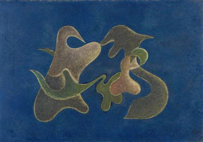 Henri NOUVEAU (1901-1959) Mondgarten (mit blut gemalt)
Huile et gouache sur papier,...