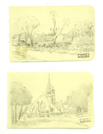  Raoul Dufy

(1877 - 1953)

LANDSCAPES

crayon sur papier, 11x16,5 cm chacun

Timbre... Gazette Drouot