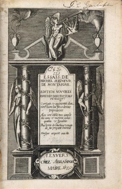 null MONTAIGNE (Michel de). Les Essais. A Envers, Chez Abraham Maire, s. d. [1608]....