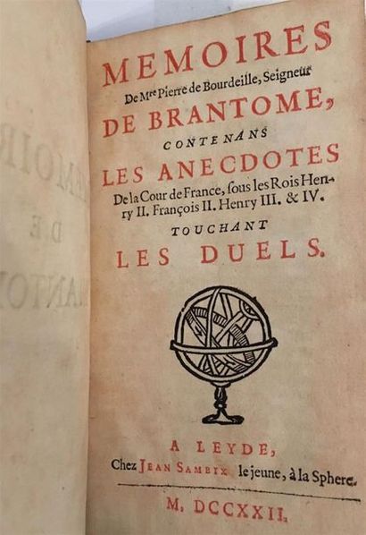 null BRANTÔME (Pierre de Bourdeille, seigneur de).
Memoires [] contenans Les Anecdotes...