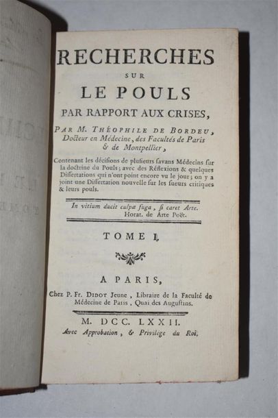 null Recherches sur le pouls, en deux tomes, in - 8, 1772 et Avis au peuple sur sa...