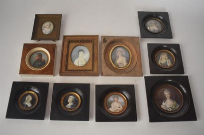 Ensemble de dix miniatures, XIXe siècle