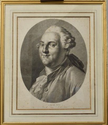  D'après LE BARBIER L'AINE (XVIIIe siècle) Portrait de Louis XVI Gravure 52 x 42...