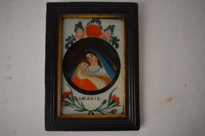 null Deux fixés sous verre, début du XIXe siècle, l'un représentant Sainte Françoise,...