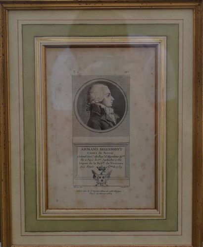  D'après Jean-Michel MOREAU (1741 - 1814) Portraits d'Armand Sigismont, Comte de...